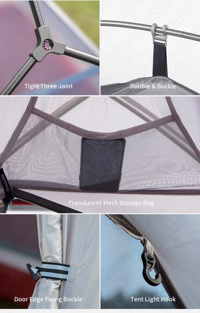 Naturehike – Tente de camping ultralégère pour 1, 2 ou 3 personnes, double couche NH17T001-T avec poteau en aluminium et en silicone, 20D Naturehike – Tente de camping ultralégère pour 1, 2 ou 3 personnes, double couche NH17T001-T avec poteau en aluminium et en silicone, 20D