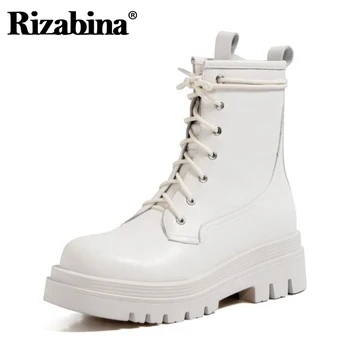 Rizabina Real Leather Woman Ankle Boots Cross Strap Fashion Platform Warm Winter Shoes Women Thick Heel Short Boot Size 34-40
Rizabina Real Leather Woman Ankle Boots Cross Strap Fashion Platform Warm Winter Shoes Women Thick Heel Short Boot Size 34-40
