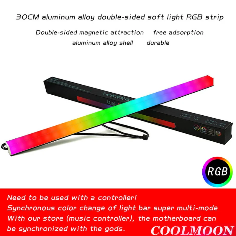 COOLMOON aluminum alloy double-sided luminous rigid light bar 5v RGB colorful light with computer desktop case LED light bar
COOLMOON aluminum alloy double-sided luminous rigid light bar 5v RGB colorful light with computer desktop case LED light bar
