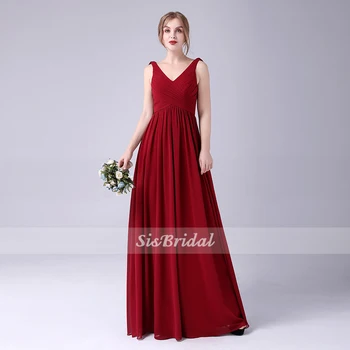 A-line V-neck Floor-length Chiffon Bridesmaid Dress with Ruffle For Wedding Party
A-line V-neck Floor-length Chiffon Bridesmaid Dress with Ruffle For Wedding Party