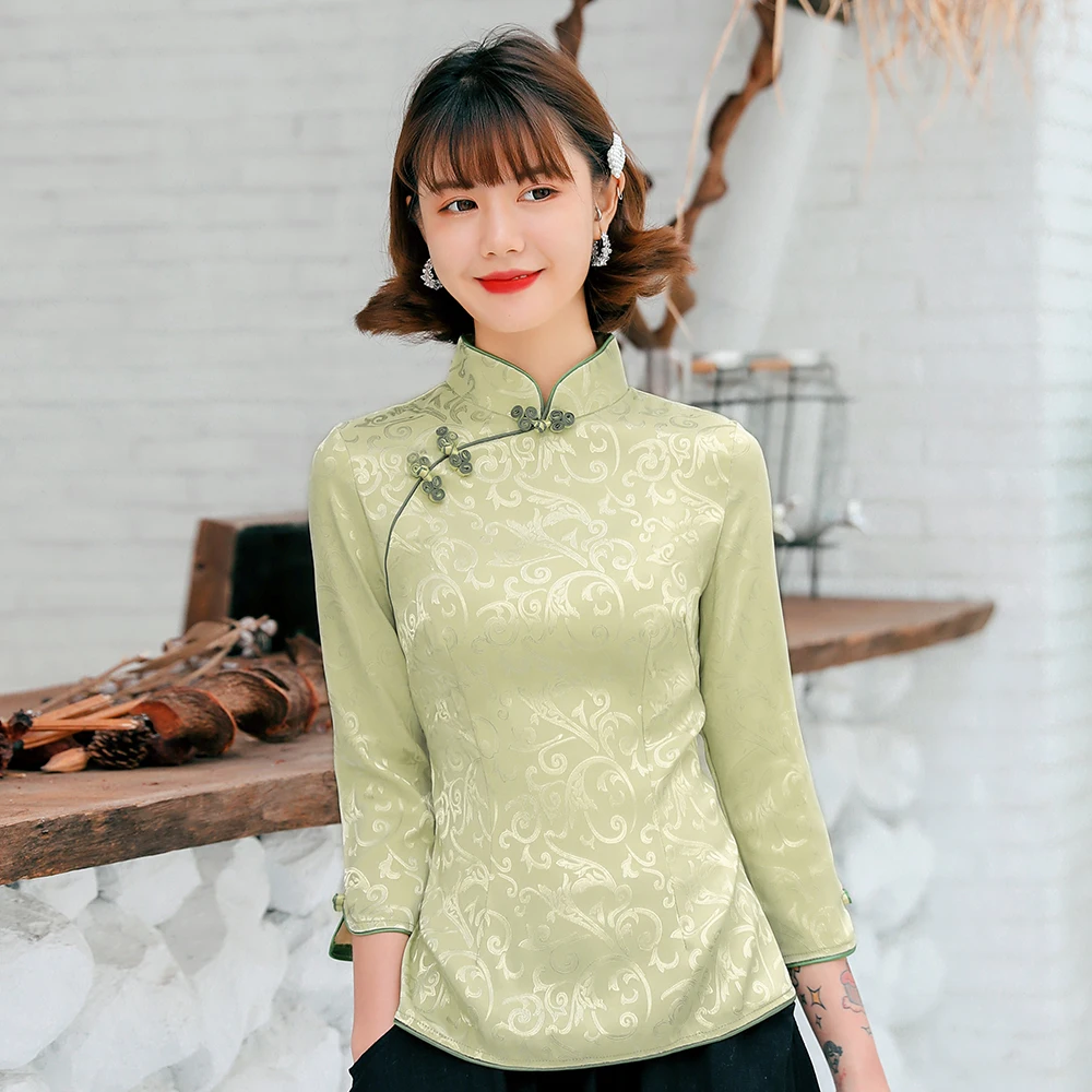 Новинка женская блузка рубашки повседневные традиционные китайские топы летняя