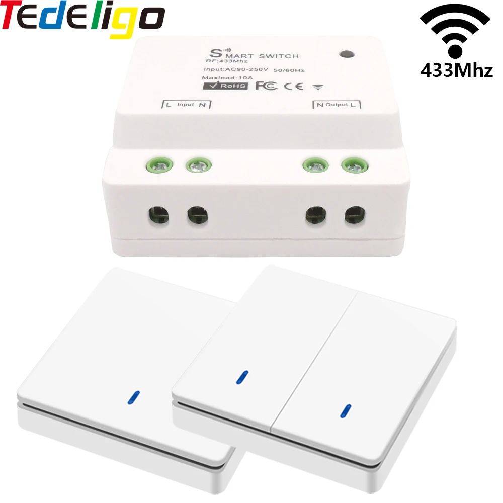 Smart Light Switch 433Mhz Wireless Smart Home 1/2/3Gang RF Remote Control Switch 220V 10A Receiver Home Heaters Ceiling Lamp LED
Smart Light Switch 433Mhz Wireless Smart Home 1/2/3Gang RF Remote Control Switch 220V 10A Receiver Home Heaters Ceiling Lamp LED