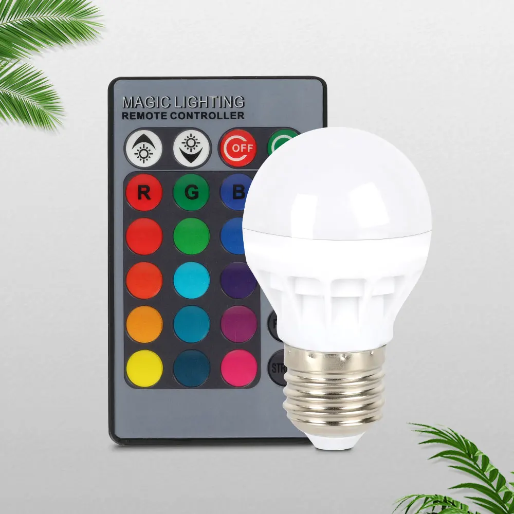 E27 LED Bulb Lamp RGB 16 Colors Energy Saving Night Light With 24 Key Remote Control AC 85-265V For Indoor Lighting
E27 LED Bulb Lamp RGB 16 Colors Energy Saving Night Light With 24 Key Remote Control AC 85-265V For Indoor Lighting