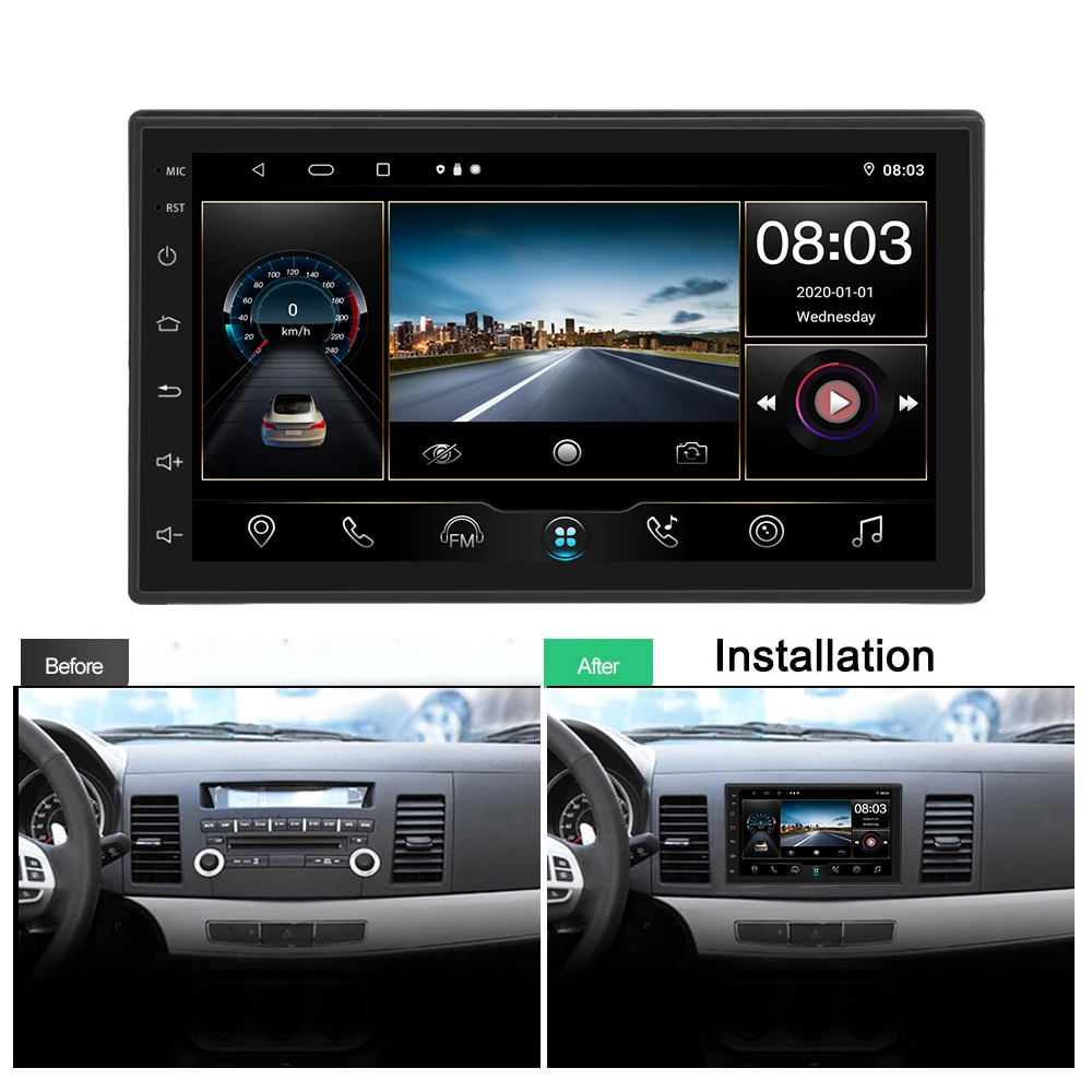 Podofo Авто Радио Стерео 8 сердечника DSP Android 2 Din автомобильный радиоприемник GPS