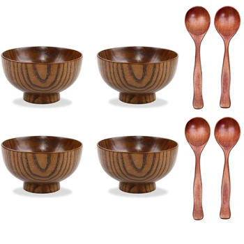 Wood Bowl Japanese Style Solid Wood Bowl Serving Tableware for Rice, Soup, Dip, Coffee, Tea, Decoration 4 Pcs (4 Bowls + 4 Spoon
Wood Bowl Japanese Style Solid Wood Bowl Serving Tableware for Rice, Soup, Dip, Coffee, Tea, Decoration 4 Pcs (4 Bowls + 4 Spoon