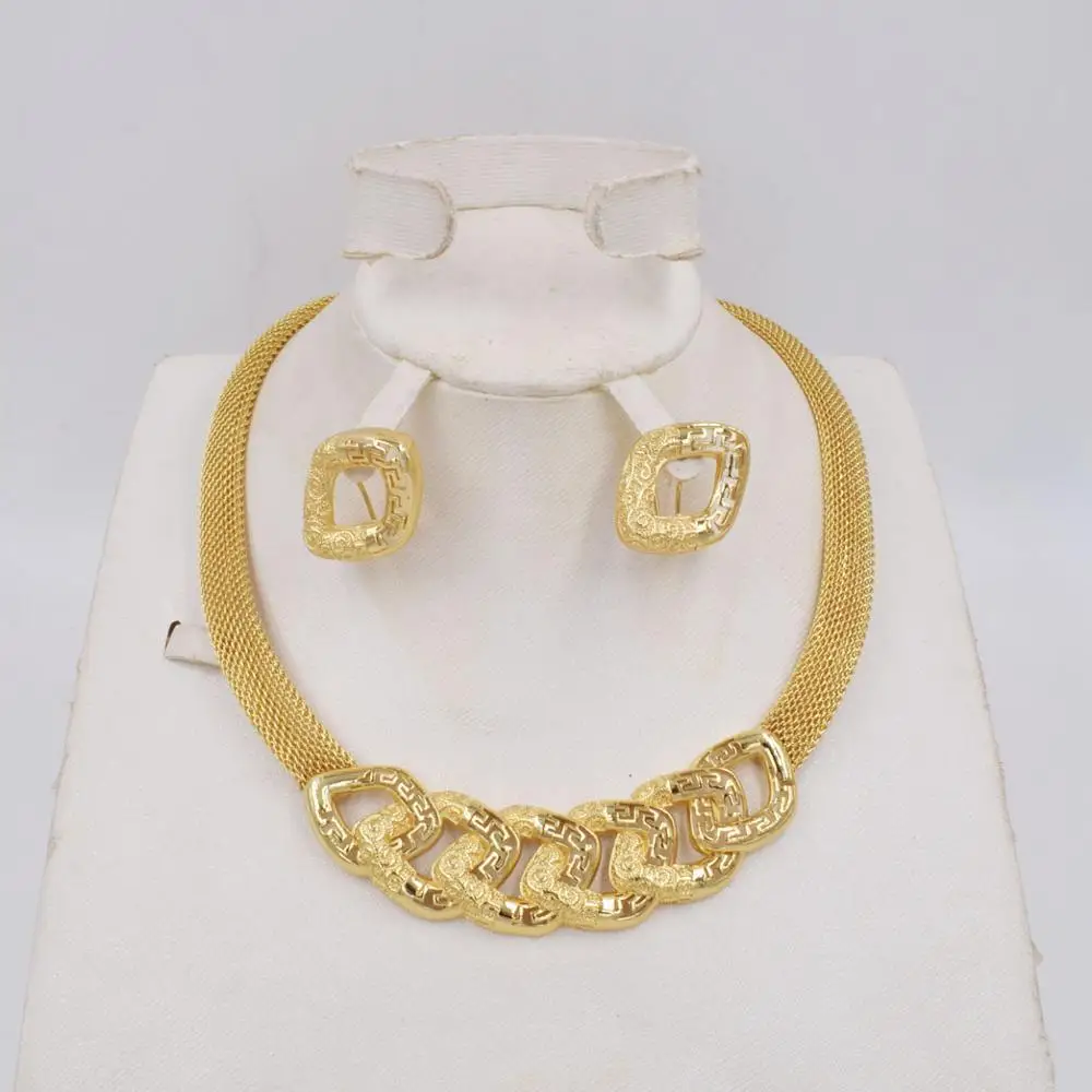 Высокое качество Итальянские 750 золотой цвет набор украшений для женщин в