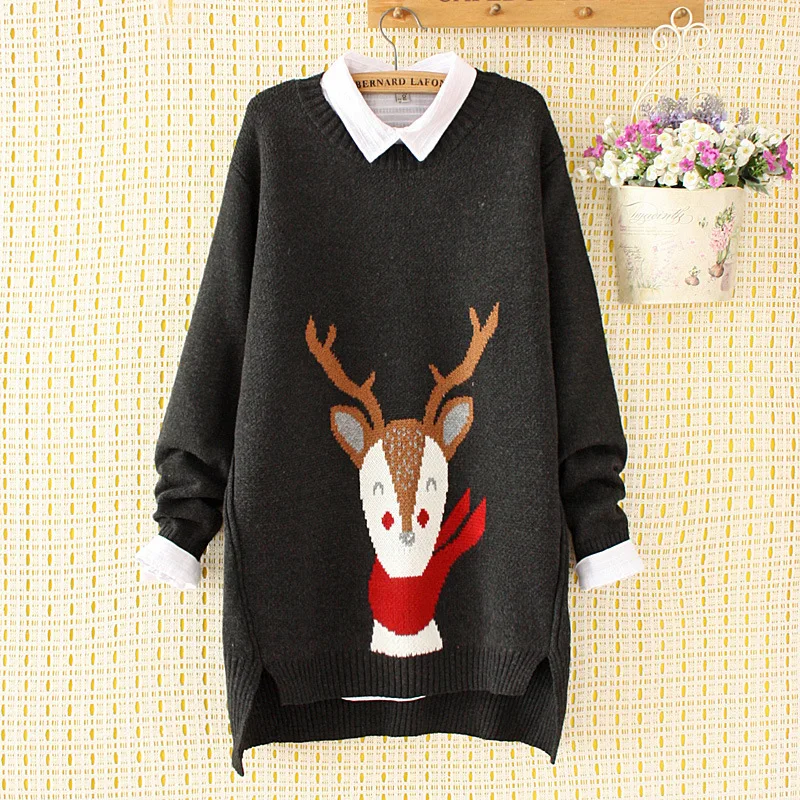 Winter Japanese-style Mori Girl Line College Style Cartoon Deer Loose-Fit Plus-sized Sweater Loose-Fit Sweater 90420
Winter Japanese-style Mori Girl Line College Style Cartoon Deer Loose-Fit Plus-sized Sweater Loose-Fit Sweater 90420