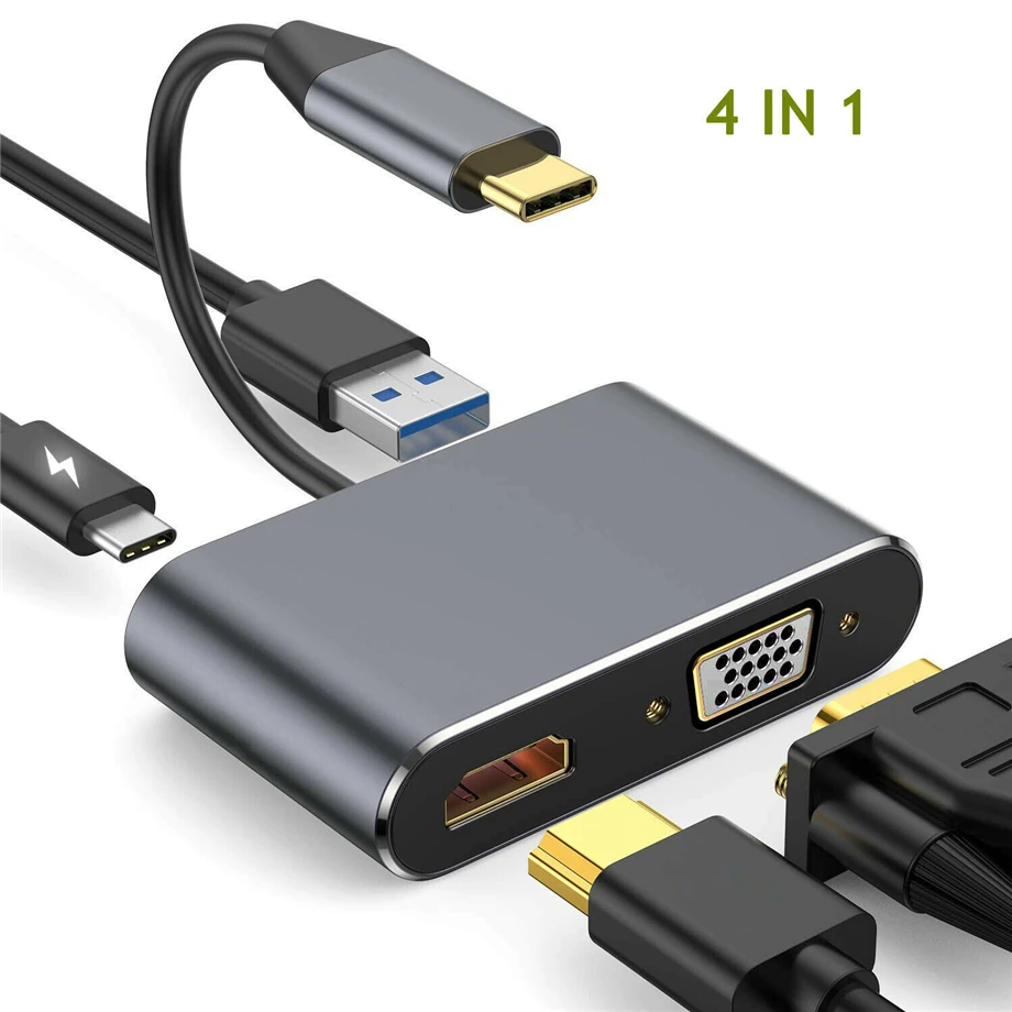 USB C HUB Type C To 4K HDMI VGA USB 3.0 HUB For MacBook Air Pro Dock 4 Port USB-C Splitter Type C HUB 87W PD Fast Charge Adapter
USB C HUB Type C To 4K HDMI VGA USB 3.0 HUB For MacBook Air Pro Dock 4 Port USB-C Splitter Type C HUB 87W PD Fast Charge Adapter
