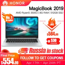 HUAWEI HONOR MagicBook 2019 ordinateur portable ordinateur portable 14 pouces AMD Ryzen 5 3500U 8G 256/512 go PCIE SSD FHD IPS ordinateurs portables ultrabook(China)