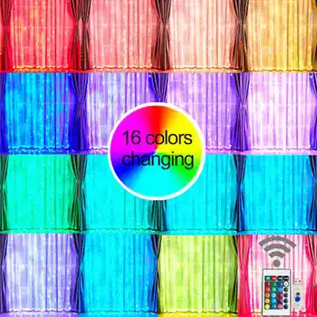 2020 new 3x3m300leds colorful 16 color remote control RGB color changing LED curtain light Christmas fairy light USB plug-in
2020 new 3x3m300leds colorful 16 color remote control RGB color changing LED curtain light Christmas fairy light USB plug-in