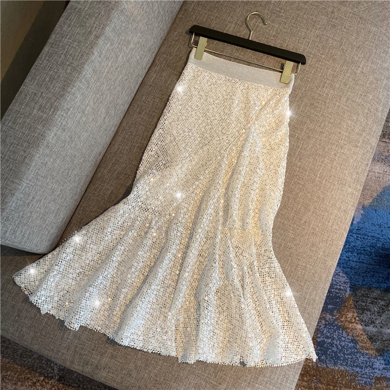 2020 Spring and Summer New Elegant High Waist Solid Color Sequin Fishtail Skirt Women's Mid-length Skirts Femininas
2020 Spring and Summer New Elegant High Waist Solid Color Sequin Fishtail Skirt Women's Mid-length Skirts Femininas
