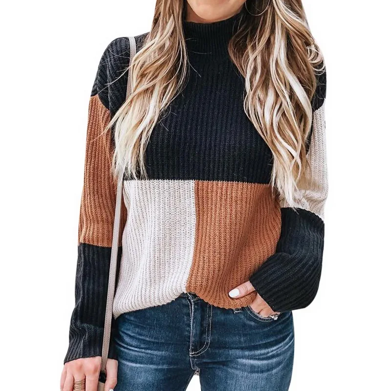 Laamei New Autumn Winter Fashion Women Knitted Plaid Patchwork Sweater Turtleneck Long Sleeve Sweater Female Casual Streetwear
Laamei New Autumn Winter Fashion Women Knitted Plaid Patchwork Sweater Turtleneck Long Sleeve Sweater Female Casual Streetwear
