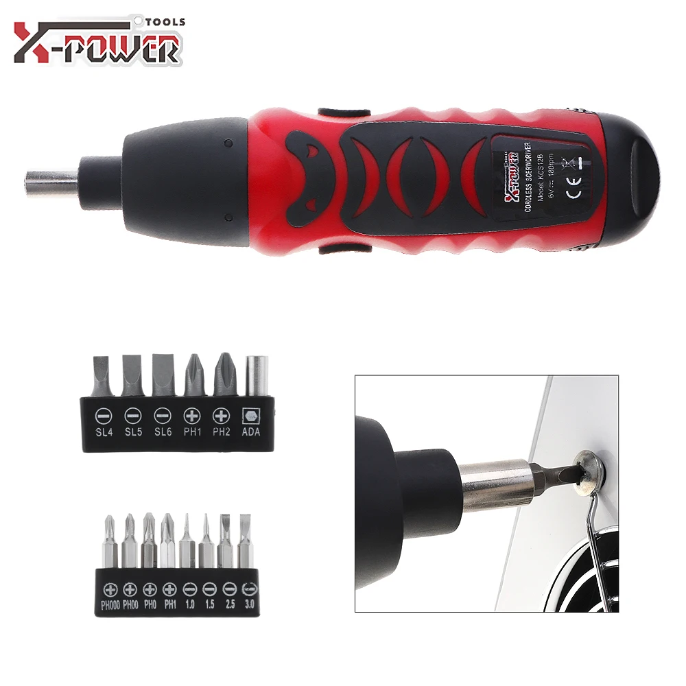 Mini Handle 6V Battery Operated Cordless Electric Screw Driver with Bidirectional Switch and 11 Bits for Household Maintenance
Mini Handle 6V Battery Operated Cordless Electric Screw Driver with Bidirectional Switch and 11 Bits for Household Maintenance