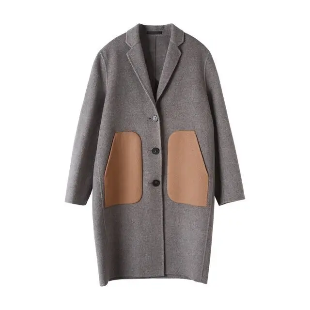 100% Wool Brand Fashion Women's high-end Luxury Winter England Contrast Color Pocket Double-faced Wool Woolen Coat
100% Wool Brand Fashion Women's high-end Luxury Winter England Contrast Color Pocket Double-faced Wool Woolen Coat