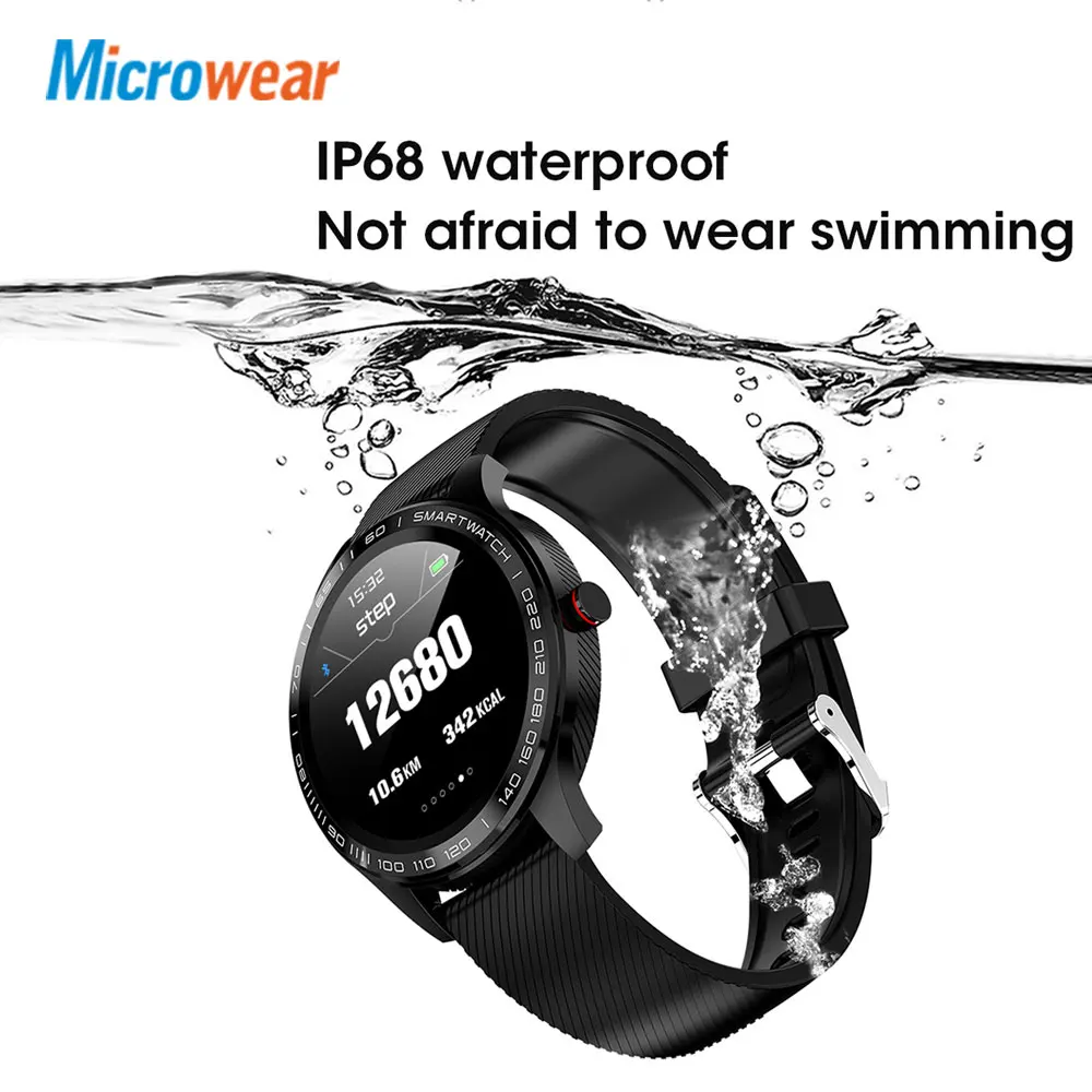 Смарт часы Microwear L9 круглый сенсорный экран нержавеющая сталь ЭКГ частота