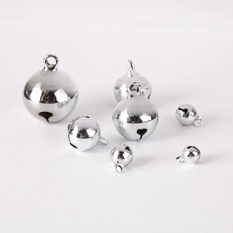 

6-20mm Silver Color Metal Jingle Bells Pendants Hanging Christmas Ornaments Christmas Decorations Party DIY Jewelry Accessories