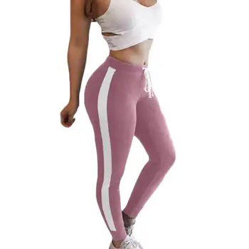 Women Stripe Elastic High Waist Drawstring Leggings Yoga Pants Sport Trousers Drawstring design easy to adjust the tightness
Women Stripe Elastic High Waist Drawstring Leggings Yoga Pants Sport Trousers Drawstring design easy to adjust the tightness