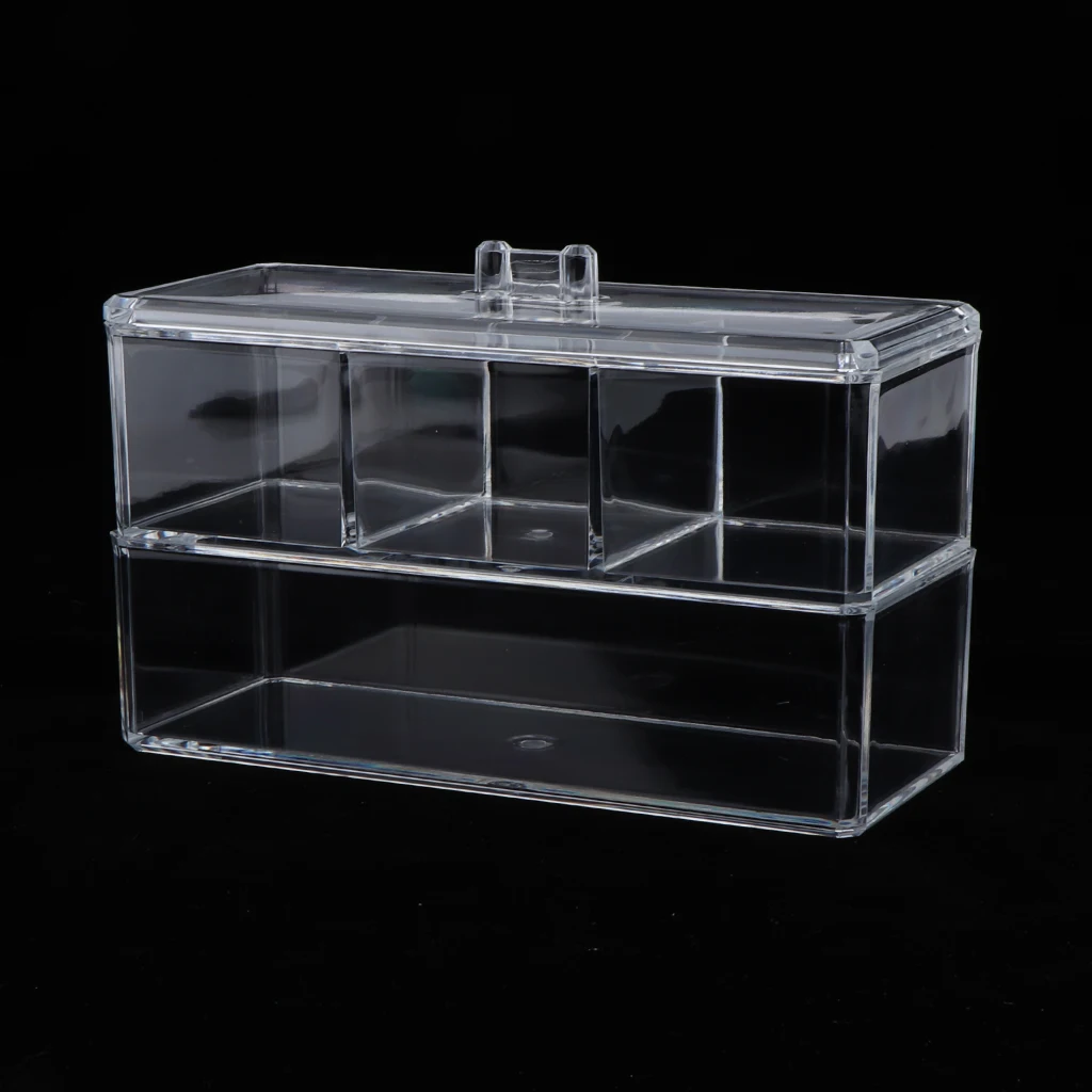 2 Tier Clear Acrylic Cosmetic Makeup Cube Jewelry Organizer,Upper Compartment with 3 Slot for Makeup Cotton Pads Swabs Storage 2 Tier Clear Acrylic Cosmetic Makeup Cube Jewelry Organizer,Upper Compartment with 3 Slot for Makeup Cotton Pads Swabs Storage