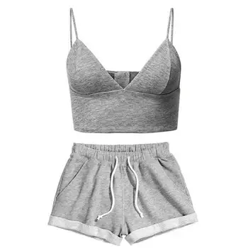 2Pcs Women Solid Color V Neck Camisole Drawstring Pockets Shorts high-quality cotton stretch Sport Tracksuit Gift For Female
2Pcs Women Solid Color V Neck Camisole Drawstring Pockets Shorts high-quality cotton stretch Sport Tracksuit Gift For Female