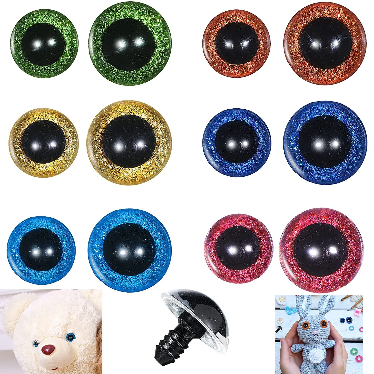 120Pcs 6 Colors Safety Eyes 12mm 20mm Round Craft Eyes with Washers Round Eyes for Doll Teddy Bear Bunny Toy DIY Craft Making
120Pcs 6 Colors Safety Eyes 12mm 20mm Round Craft Eyes with Washers Round Eyes for Doll Teddy Bear Bunny Toy DIY Craft Making