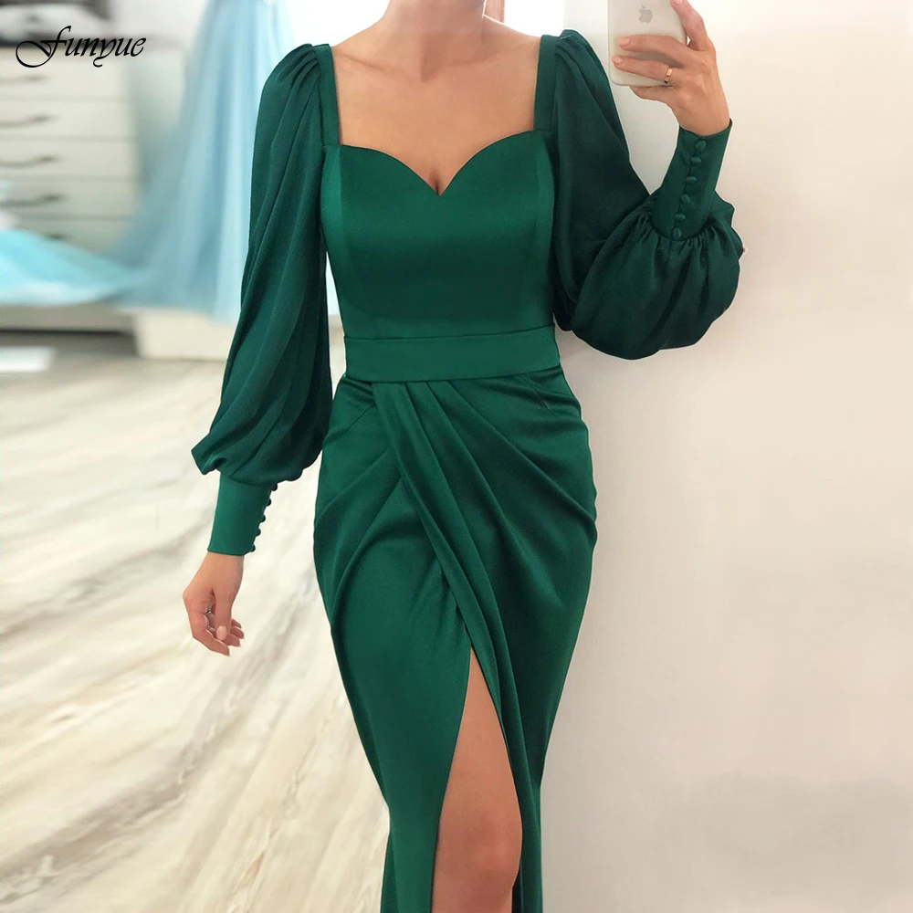 Elegant Emerald Green Long Sleeve Evening Gowns Mermaid Vestidos Formales Sweetheart Chiffon Side Split Sexy Prom Dresses 2021
Elegant Emerald Green Long Sleeve Evening Gowns Mermaid Vestidos Formales Sweetheart Chiffon Side Split Sexy Prom Dresses 2021