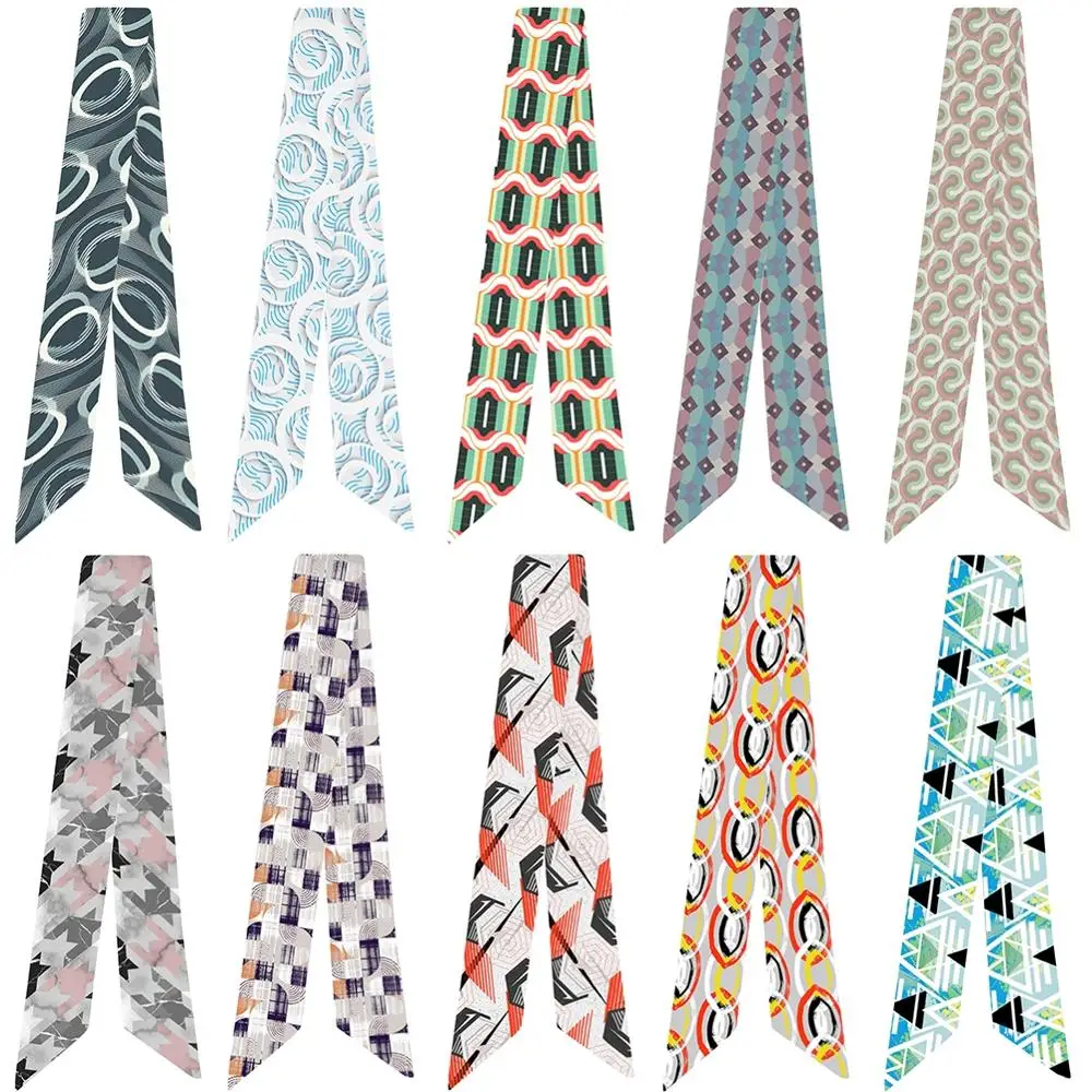 Digital Geometric Printing Ever-changing Bag Handle Tie Wrap Silk Scarf Small Scarf
Digital Geometric Printing Ever-changing Bag Handle Tie Wrap Silk Scarf Small Scarf