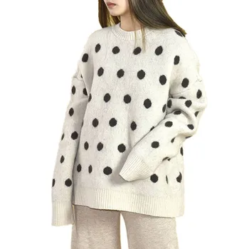 Women Oversized Sweater 2019 Autumn Winter Round Neck Polka Dot Loose Pullovers Casual Loose Sweater Oversized Jumper P-220
Women Oversized Sweater 2019 Autumn Winter Round Neck Polka Dot Loose Pullovers Casual Loose Sweater Oversized Jumper P-220