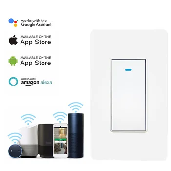 US 1Gang Wifi Smart Switch Push Button Smart Light Switch Work with Alexa and Google Assistant ,Needs Neutral Wire