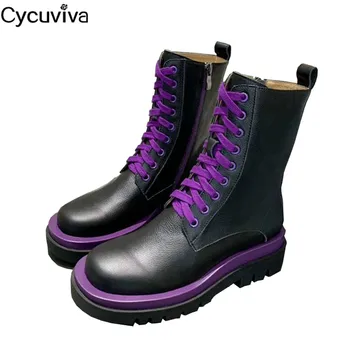 New Lace Up Platform Ankle Boots For Women Thick Sole Chelsea Boots Real Leatther Motorcycle Boots Ladies Flat Shoes Botas Mujer 
New Lace Up Platform Ankle Boots For Women Thick Sole Chelsea Boots Real Leatther Motorcycle Boots Ladies Flat Shoes Botas Mujer