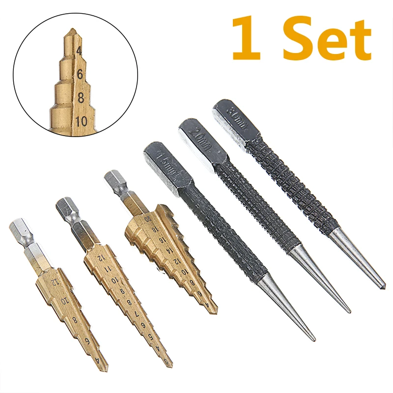 3Pcs Two Flute HSS Metal Hole Cutter Bit Set With 3pc Center Drill Hex Shank Titanium Step Drill Home DIY Construction Tool
3Pcs Two Flute HSS Metal Hole Cutter Bit Set With 3pc Center Drill Hex Shank Titanium Step Drill Home DIY Construction Tool