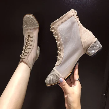 Black Boots Women Ankle Boots Casual Low Heel Rhinestones Boots Cutout Lace Up Mesh High Heel Boots Summer Ladies Shoes Femmes
Black Boots Women Ankle Boots Casual Low Heel Rhinestones Boots Cutout Lace Up Mesh High Heel Boots Summer Ladies Shoes Femmes