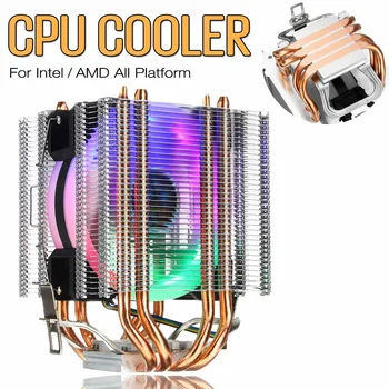 90mm 4 Heatpipe CPU Cooler Desktop Computer 4Pin RGB LED Fan Cooling Heatsink for Intel 775/1150/1151/1155/1156/1366 for AMD
90mm 4 Heatpipe CPU Cooler Desktop Computer 4Pin RGB LED Fan Cooling Heatsink for Intel 775/1150/1151/1155/1156/1366 for AMD