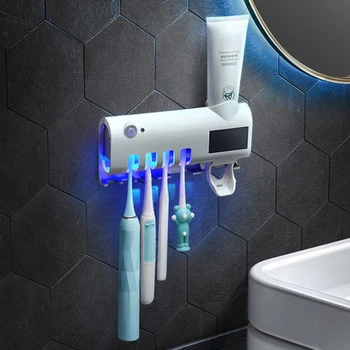 Household 4-position UV Light Sterilizer Toothbrush Holder Wall Mount Storage Rack Automatic Toothpaste Dispenser Clean 
Household 4-position UV Light Sterilizer Toothbrush Holder Wall Mount Storage Rack Automatic Toothpaste Dispenser Clean