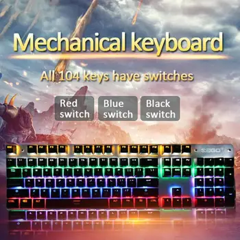 USB Wired Mechanical Keyboard 104 Key Backlight Blue Switch Gaming Keyboard