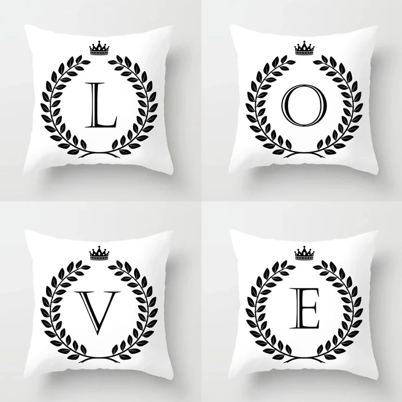 26 Letters Pillow Case Crown Letter Throw Pillow Cover Black And White Alphabet Letter Decorative Pillowcases funda de almohada
26 Letters Pillow Case Crown Letter Throw Pillow Cover Black And White Alphabet Letter Decorative Pillowcases funda de almohada