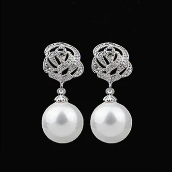 CH-1064 Luxury Rose Flower Pearl Ear Stud Earrings CZ Eardrop Earrings For Women Wedding Party Jewelry Accesories
CH-1064 Luxury Rose Flower Pearl Ear Stud Earrings CZ Eardrop Earrings For Women Wedding Party Jewelry Accesories