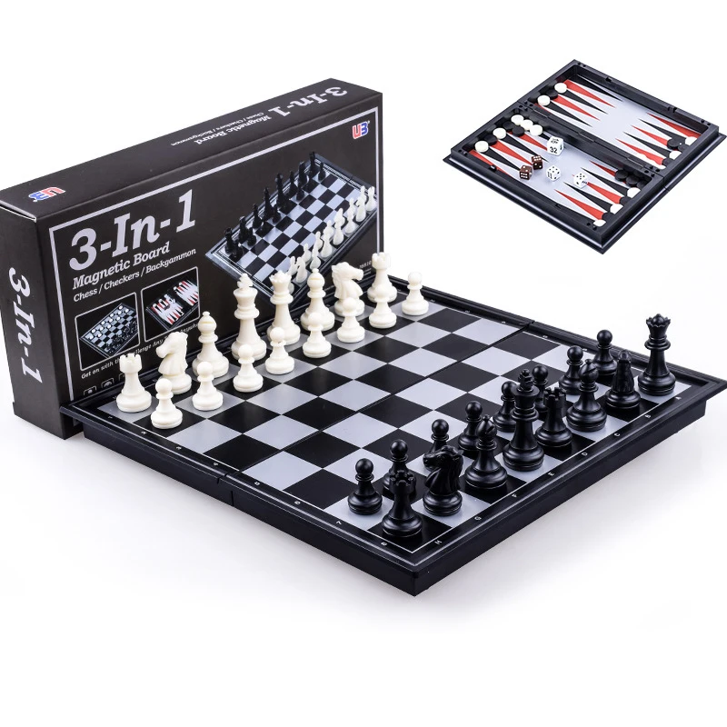 Magnetic Chess Backgammon Checkers Set Foldable Board Game 3-in-1 Road International Chess Folding Chess Portable Board Game
Magnetic Chess Backgammon Checkers Set Foldable Board Game 3-in-1 Road International Chess Folding Chess Portable Board Game