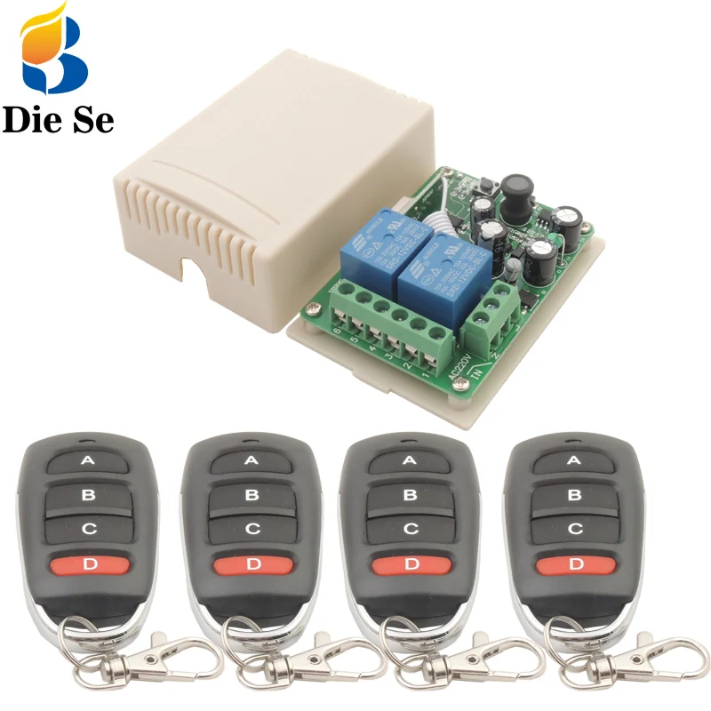 433 MHz Universal Remote Control Switch AC 110V 220V 10A 2CH rf Relay Receiver and Transmitter for Garage and gate Control
433 MHz Universal Remote Control Switch AC 110V 220V 10A 2CH rf Relay Receiver and Transmitter for Garage and gate Control