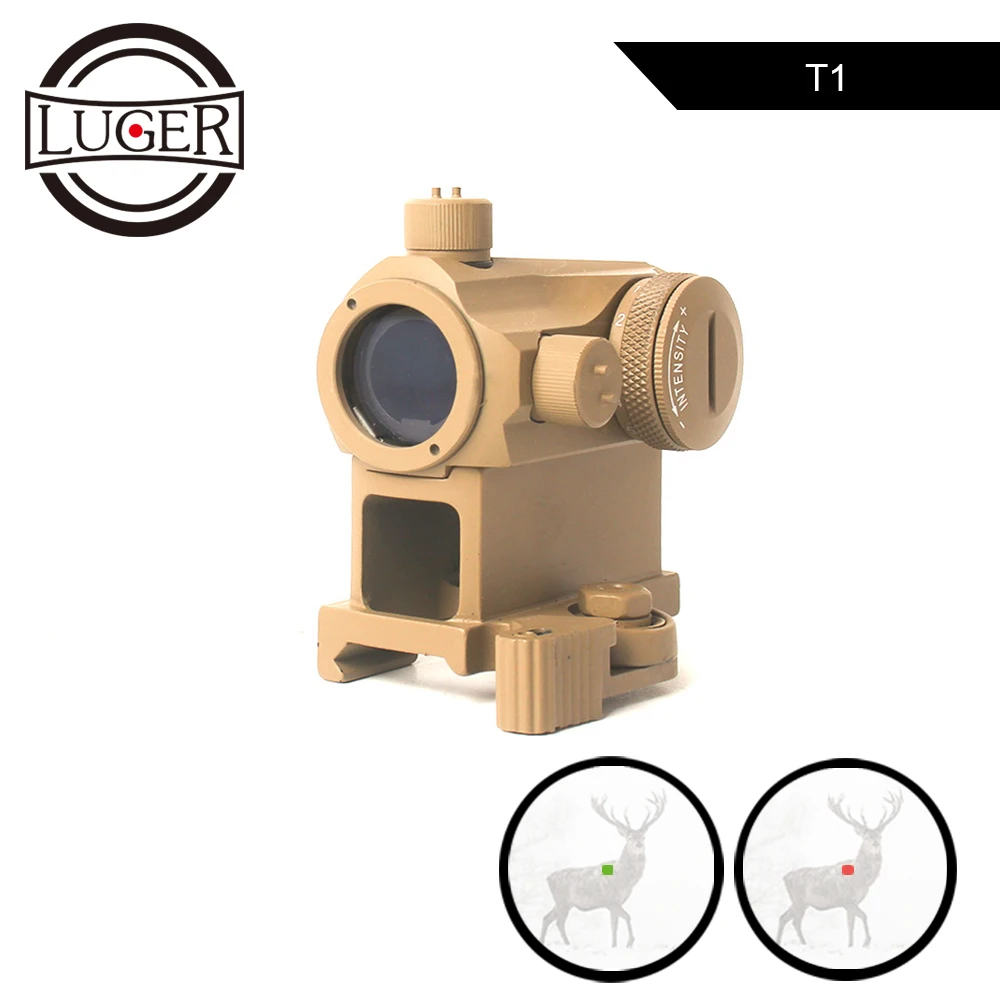 Тактический прицел LUGER T1 1X24 мини микро охотничий оптический с красной и зеленой