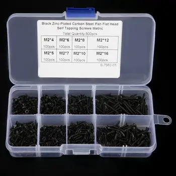New 800Pcs/Lot M2 Cross Screws Self Tapping Screws Carbon Steel Countersunk Flat Cross Head Screw Bolt Set Assortment Kit Black
New 800Pcs/Lot M2 Cross Screws Self Tapping Screws Carbon Steel Countersunk Flat Cross Head Screw Bolt Set Assortment Kit Black