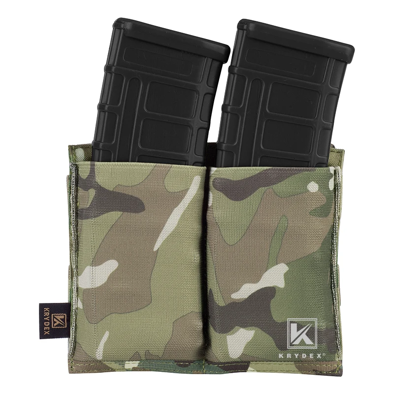 

KRYDEX Tactical High Speed Double Open Top 5.56 Rifle Magazine Pouch Fast Draw MOLLE / PALS Elastic Mag Carrier Multicam