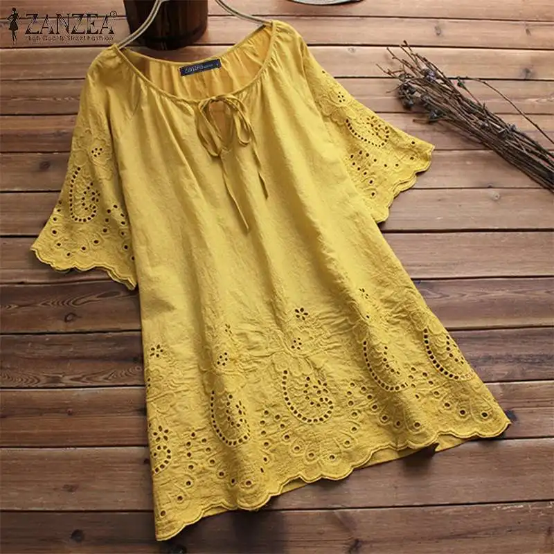 2019 ZANZEA Women's Embroidery Blouse Elegant Hollow Floral White Blusas Female Half Sleeve Shirt Tunic Plus Size Summer Tops
2019 ZANZEA Women's Embroidery Blouse Elegant Hollow Floral White Blusas Female Half Sleeve Shirt Tunic Plus Size Summer Tops