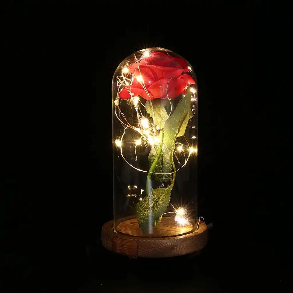 wooden base for valentines gifts led rose lamps christmas light