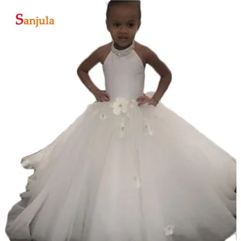 Halter White Tulle Flower Girls Dresses Ball Gown Little Princess Child Pageant Party Gowns Handmade Flowers Communion D1270 
Halter White Tulle Flower Girls Dresses Ball Gown Little Princess Child Pageant Party Gowns Handmade Flowers Communion D1270
