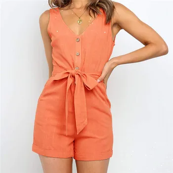 Women's Jumpsuit 2020 Summer New Solid Color Sleeveless V-neck Ladies one-piece Jumpsuit Comfortable Fashion Button Jumpsuit
Women's Jumpsuit 2020 Summer New Solid Color Sleeveless V-neck Ladies one-piece Jumpsuit Comfortable Fashion Button Jumpsuit
