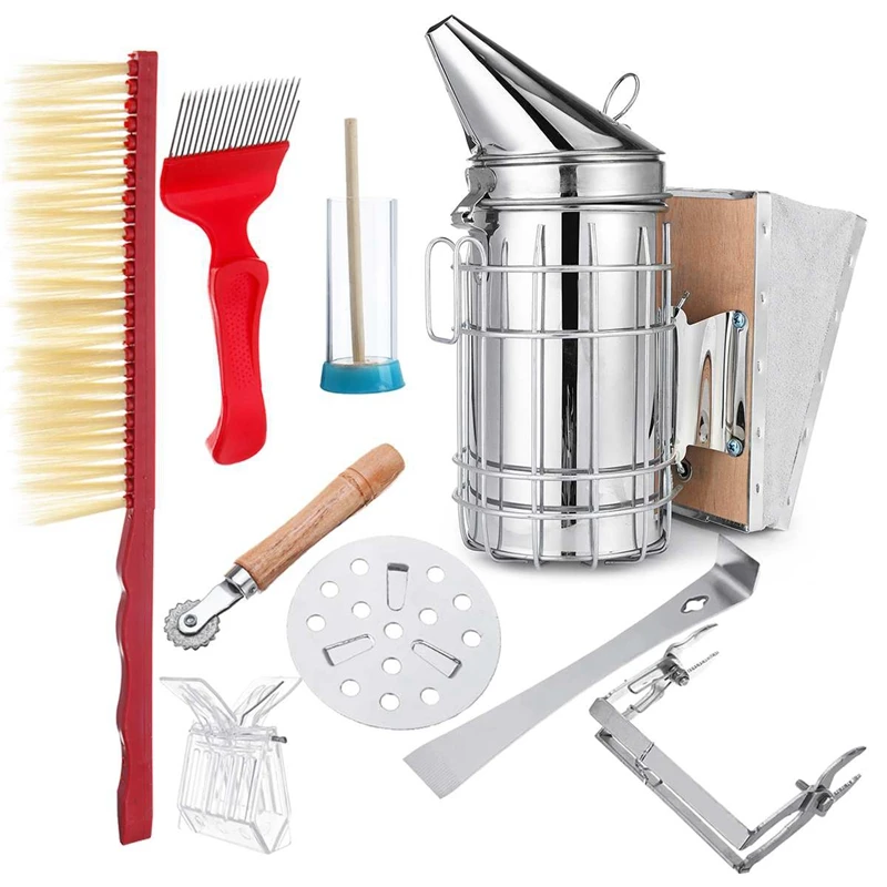 Stainless Steel Beekeeping Bee Hive Smoker Kit Heat Shield Protection Scraper Equipment Tools Set Apiculture Accessories 8 In 1
Stainless Steel Beekeeping Bee Hive Smoker Kit Heat Shield Protection Scraper Equipment Tools Set Apiculture Accessories 8 In 1