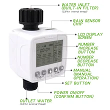 Automatic Water Sprinkler LCD Display Watering Irrigation Timer Controller System with 6 Separate Timing Programs Water Timer
Automatic Water Sprinkler LCD Display Watering Irrigation Timer Controller System with 6 Separate Timing Programs Water Timer