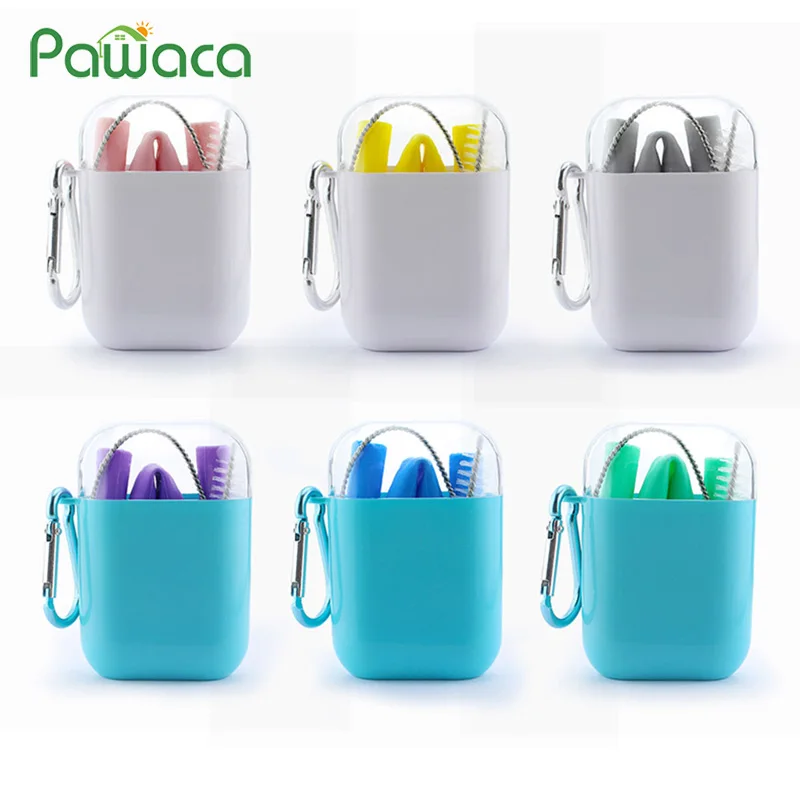 Reusable Collapsible Silicone Straws Set Folding Flexible Portable Drinking Straw with Carrying Case and Cleaning Brush Drinks
Reusable Collapsible Silicone Straws Set Folding Flexible Portable Drinking Straw with Carrying Case and Cleaning Brush Drinks