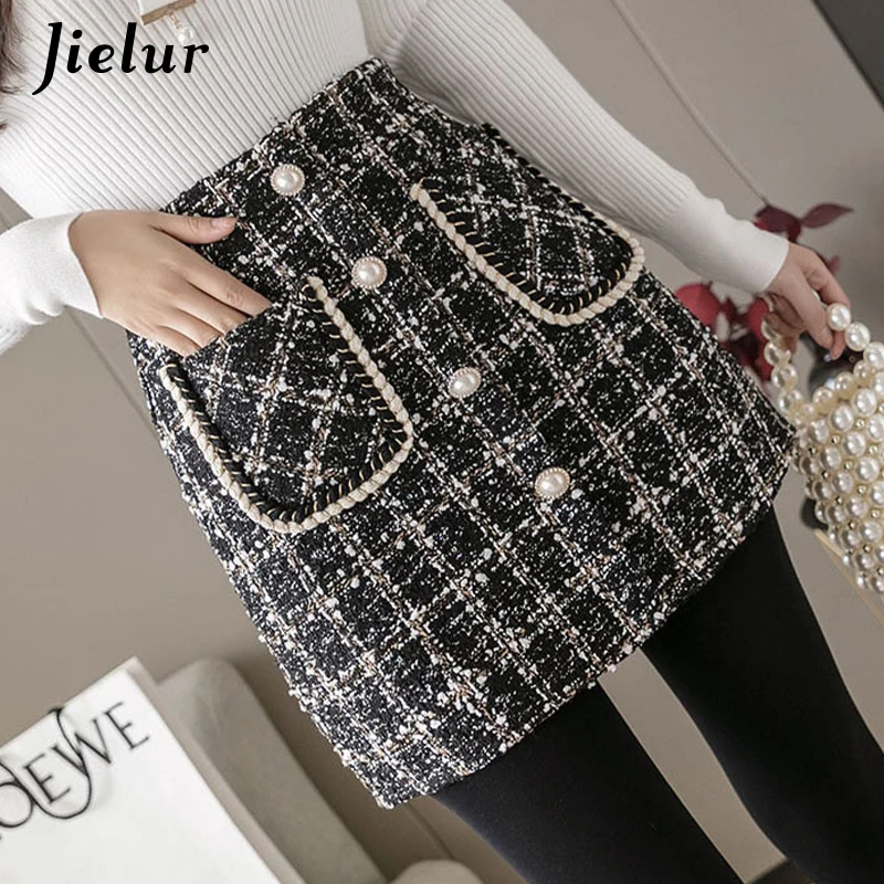 Jielur A-line Women Skirt Pockets Slim High Waist Mini Skirts Womens Chic Korean Autumn Winter Plaid Skirt Saia Faldas S-XL
Jielur A-line Women Skirt Pockets Slim High Waist Mini Skirts Womens Chic Korean Autumn Winter Plaid Skirt Saia Faldas S-XL