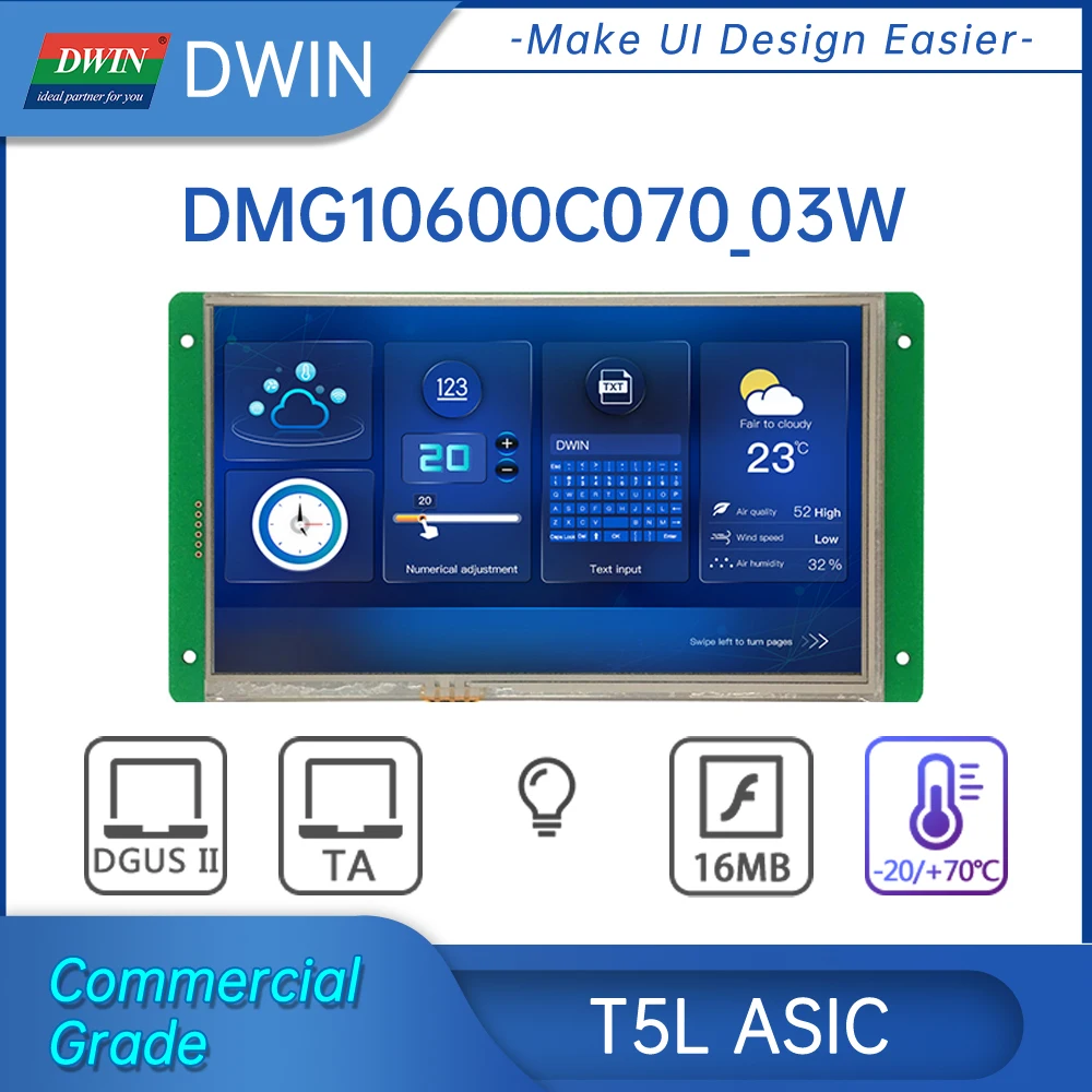 Фото ЖК-модуль DWIN T5L ASIC 7-дюймовый 1024*600 IPS без емкости резистивный сенсорный экран | ЖК-модули (1005003710763125)